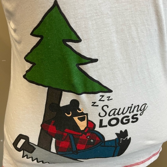 Lazy One Sawing Logs elbow sleeve casual 100% Cotton tshirt tee womens size XS - Picture 2 of 8